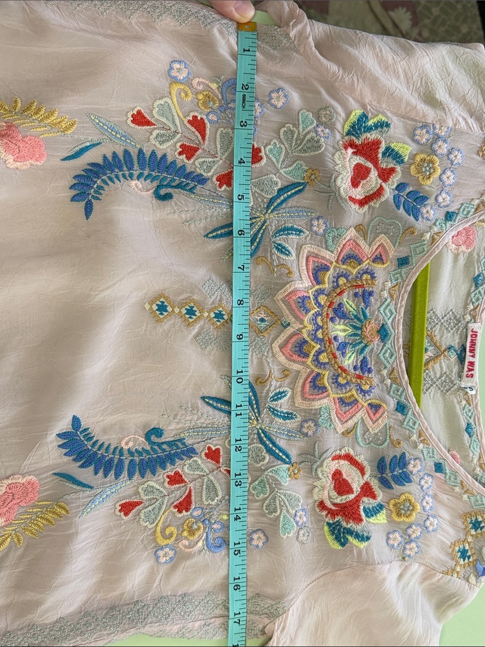 Johnny Was Dusty Blush Embroidered Floral Boho Tunic - Picture 11 of 11